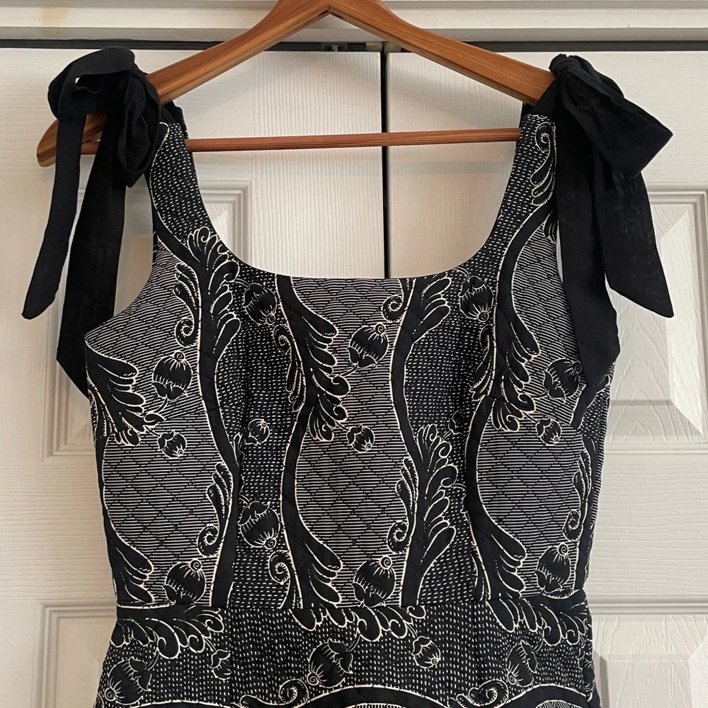 Antonio Melani x Jennifer Sumko Schawn Scroll Print Quilting Square Neck Dress 0